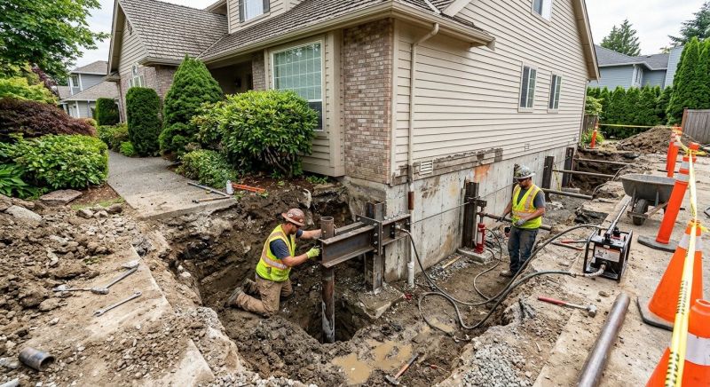 Our team working on Foundation Repair projects in Flemington, NJ