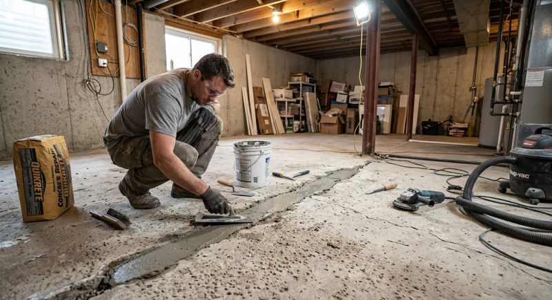 Cracked Basement Floor Repair in Flemington, NJ